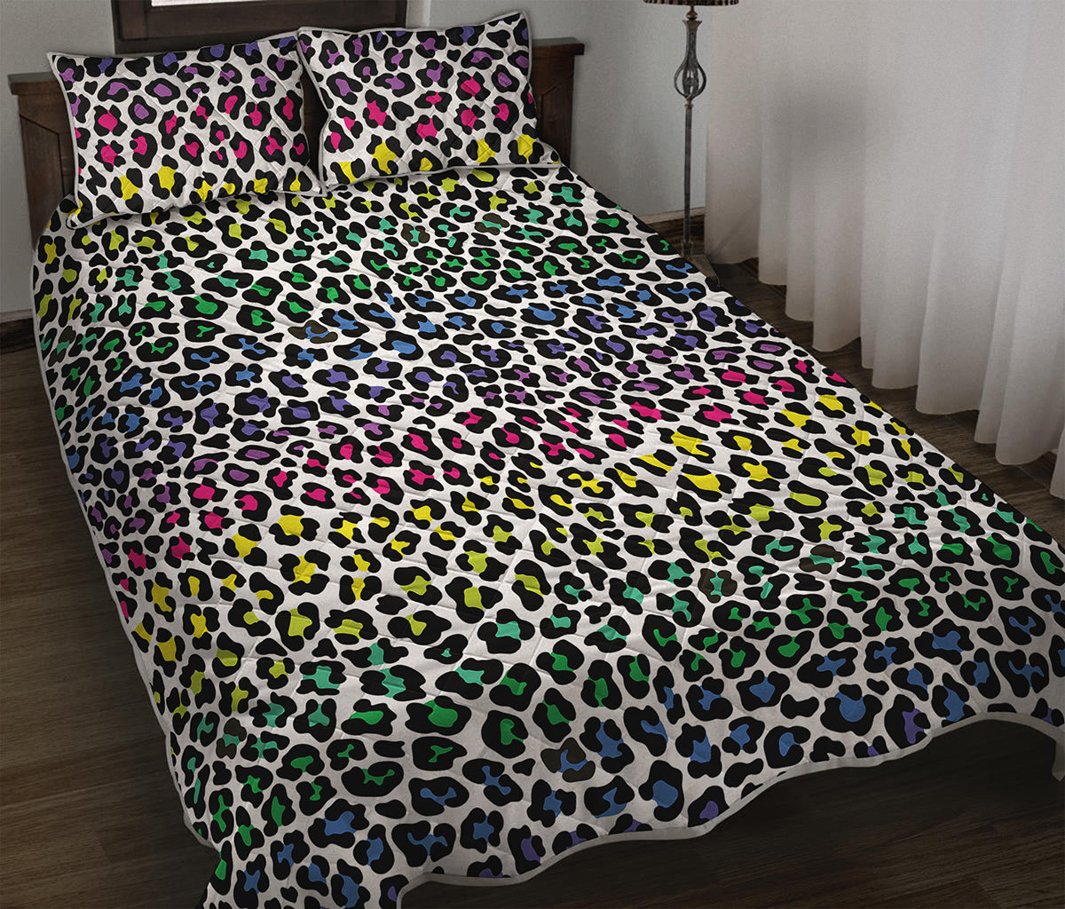 Colorful Leopard Print Quilt Bed Set