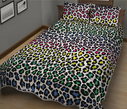 Colorful Leopard Print Quilt Bed Set