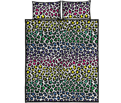 Colorful Leopard Print Quilt Bed Set