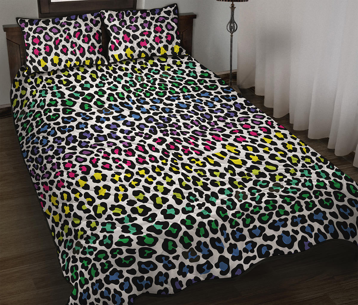 Colorful Leopard Print Quilt Bed Set