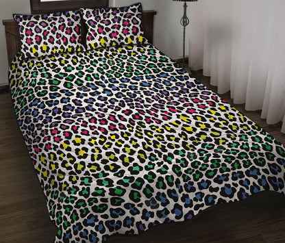 Colorful Leopard Print Quilt Bed Set