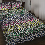 Colorful Leopard Print Quilt Bed Set