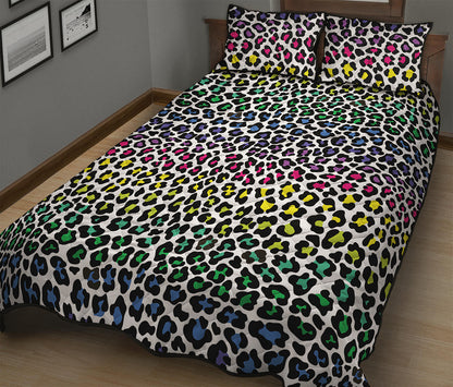 Colorful Leopard Print Quilt Bed Set