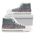 Colorful Leopard Print White High Top Sneakers