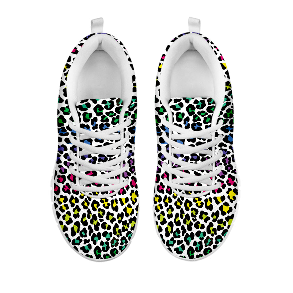 Colorful Leopard Print White Sneakers