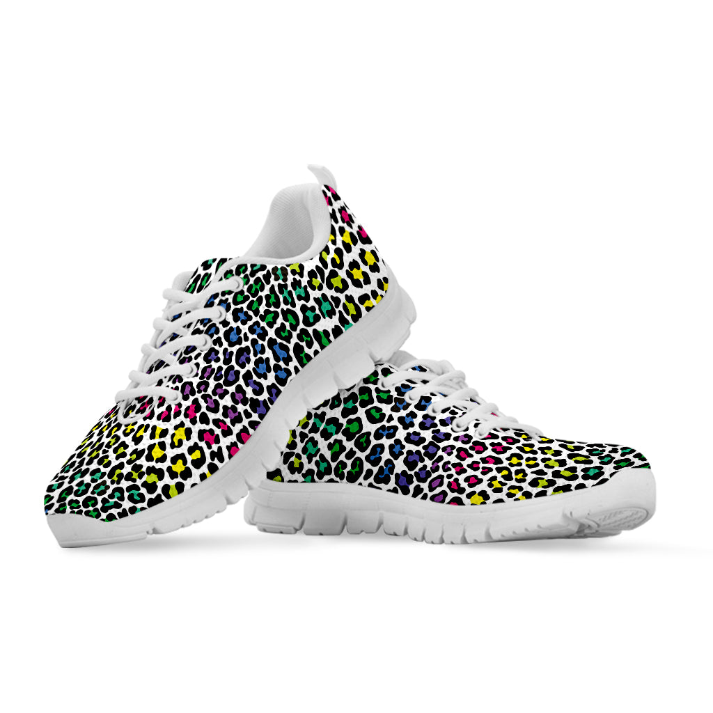 Colorful Leopard Print White Sneakers