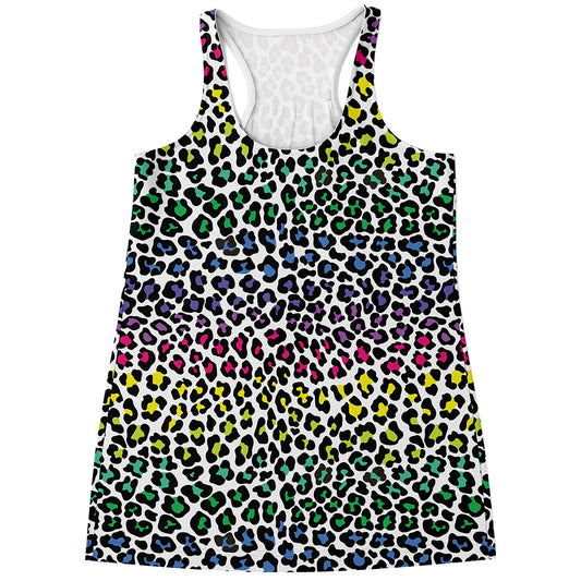 Colorful Leopard Print Women's Racerback Tank Top
