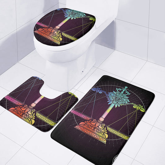 Colorful Libra Sign Print 3 Piece Bath Mat Set