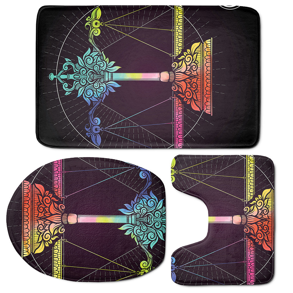 Colorful Libra Sign Print 3 Piece Bath Mat Set