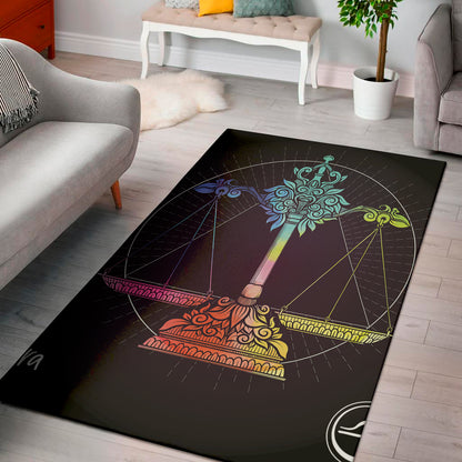 Colorful Libra Sign Print Area Rug