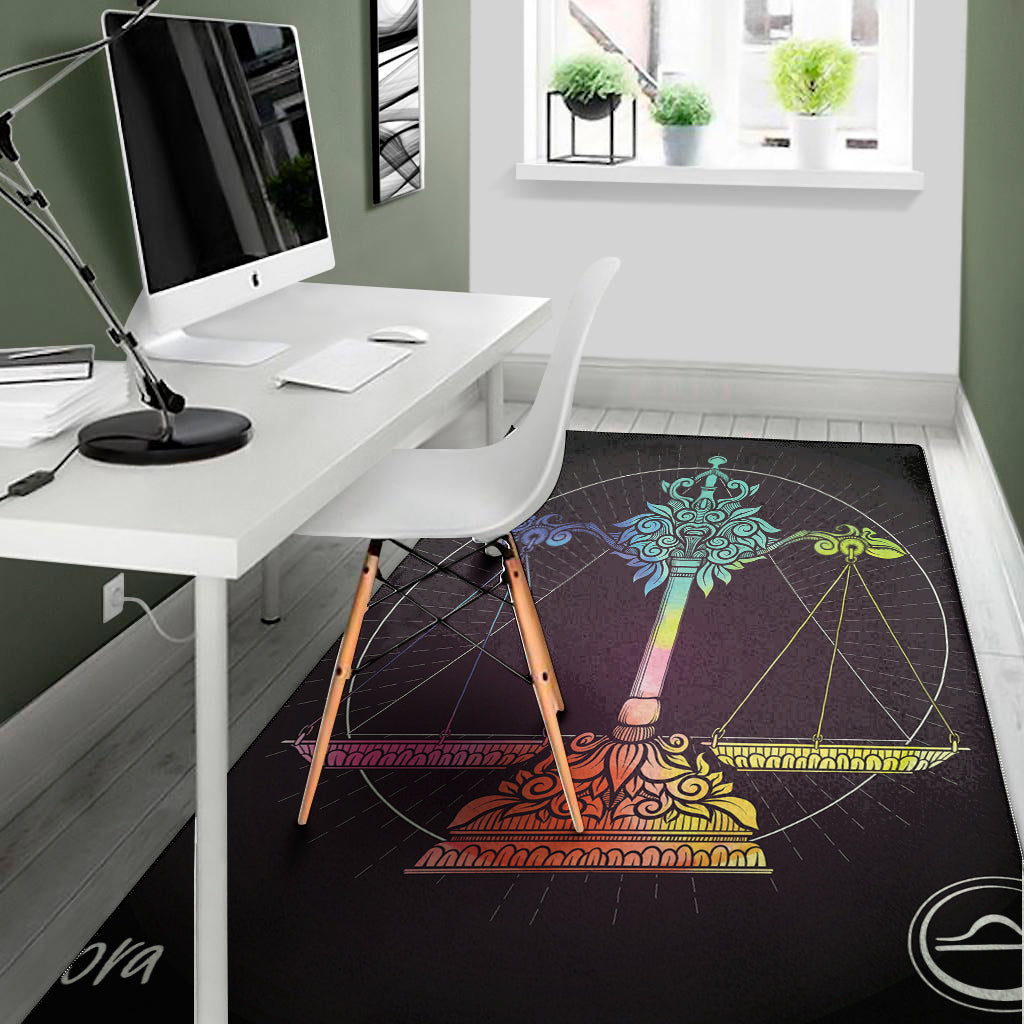 Colorful Libra Sign Print Area Rug