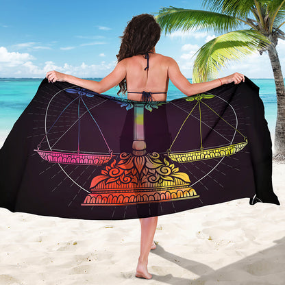 Colorful Libra Sign Print Beach Sarong Wrap