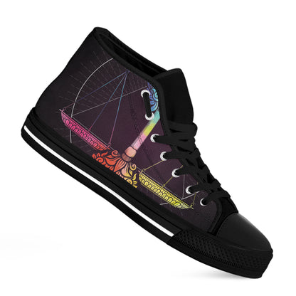 Colorful Libra Sign Print Black High Top Shoes