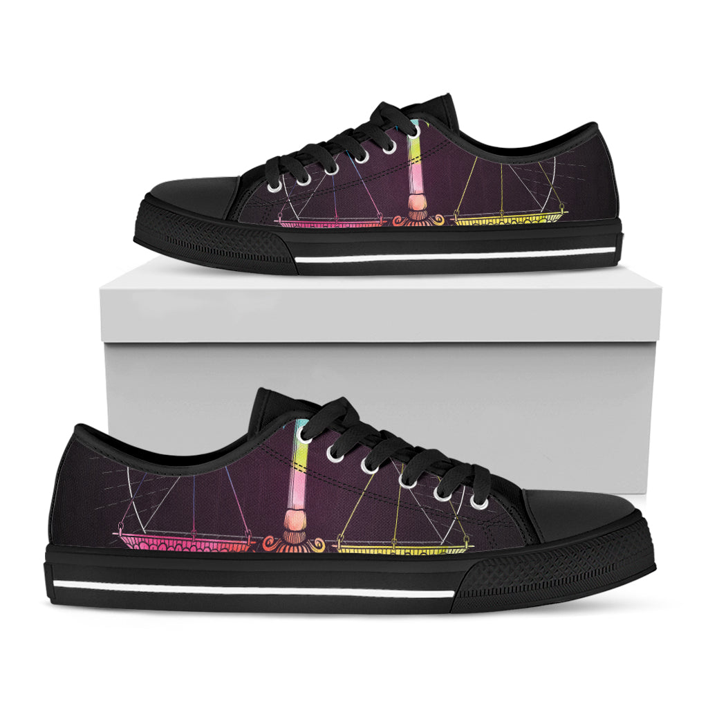 Colorful Libra Sign Print Black Low Top Shoes 
