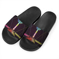 Colorful Libra Sign Print Black Slide Sandals