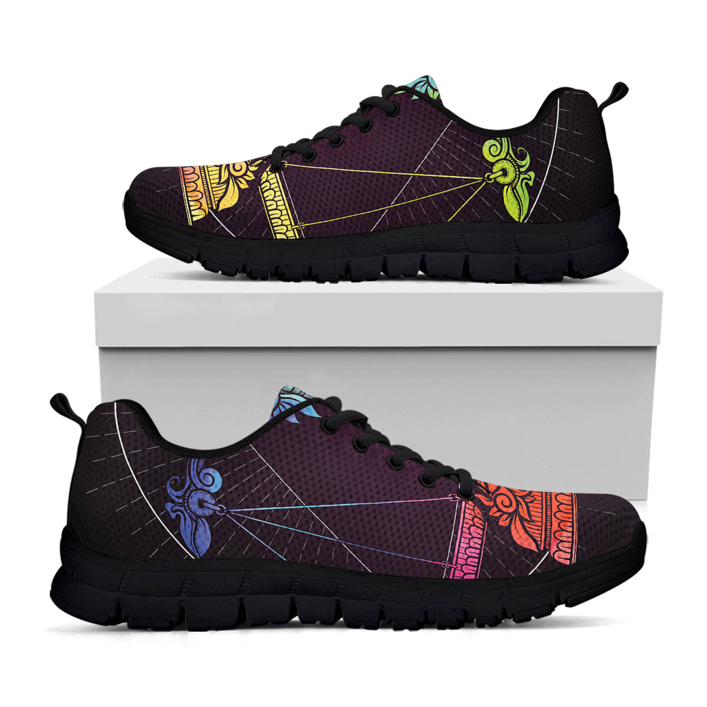 Colorful Libra Sign Print Black Sneakers