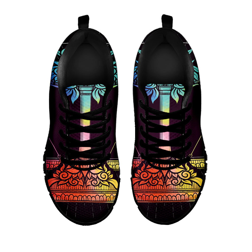 Colorful Libra Sign Print Black Sneakers