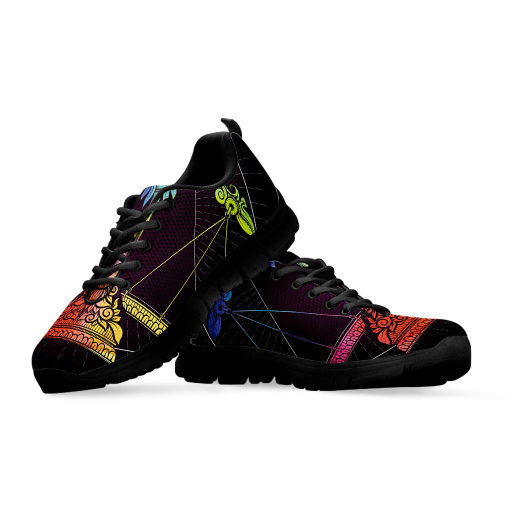 Colorful Libra Sign Print Black Sneakers