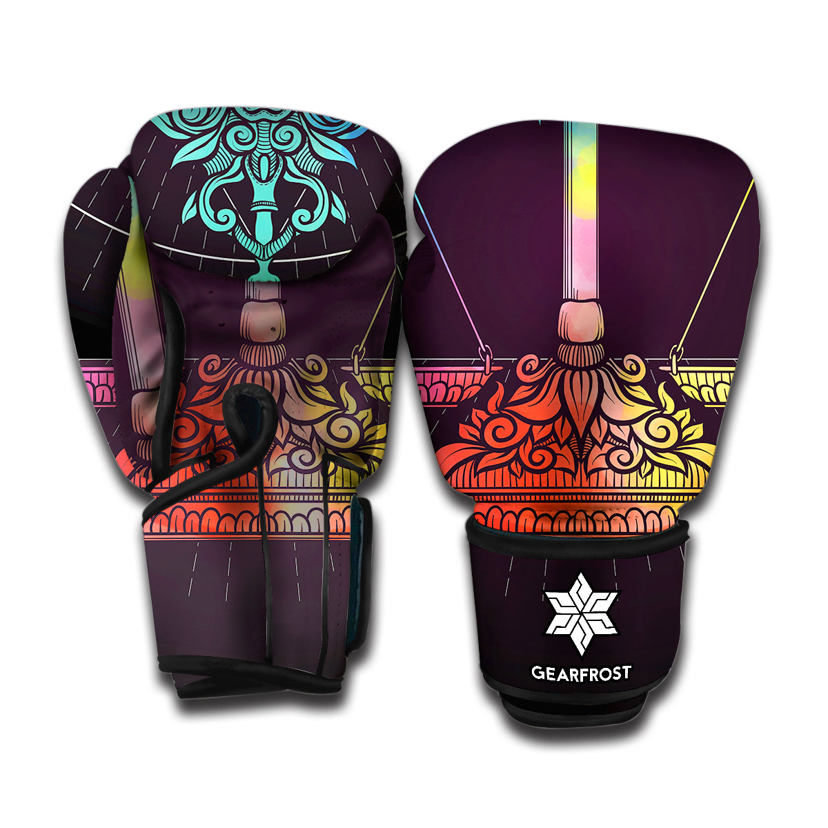 Colorful Libra Sign Print Boxing Gloves