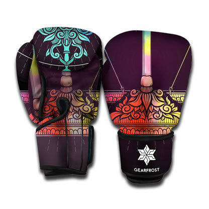 Colorful Libra Sign Print Boxing Gloves