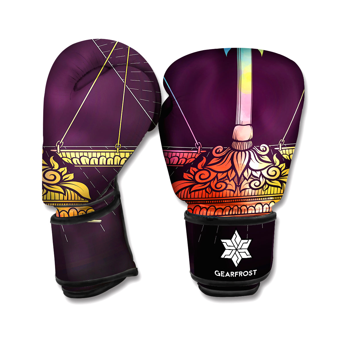 Colorful Libra Sign Print Boxing Gloves