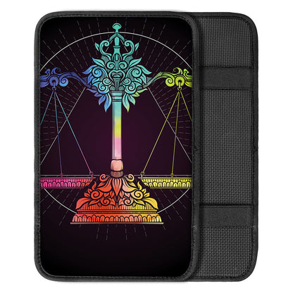 Colorful Libra Sign Print Car Center Console Cover