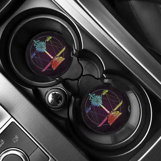 Colorful Libra Sign Print Car Coasters