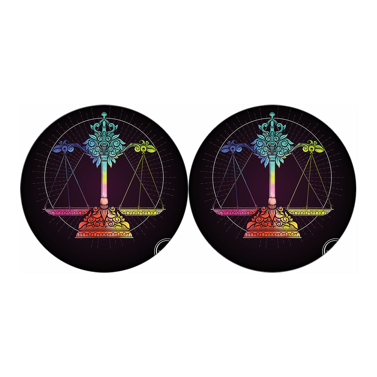 Colorful Libra Sign Print Car Coasters