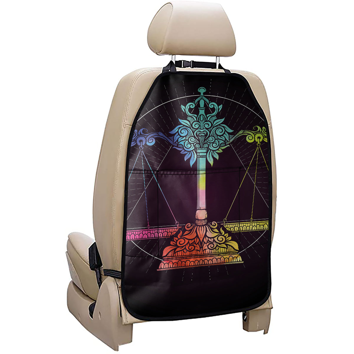 Colorful Libra Sign Print Car Seat Organizers