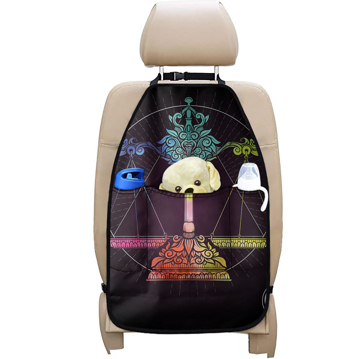 Colorful Libra Sign Print Car Seat Organizers