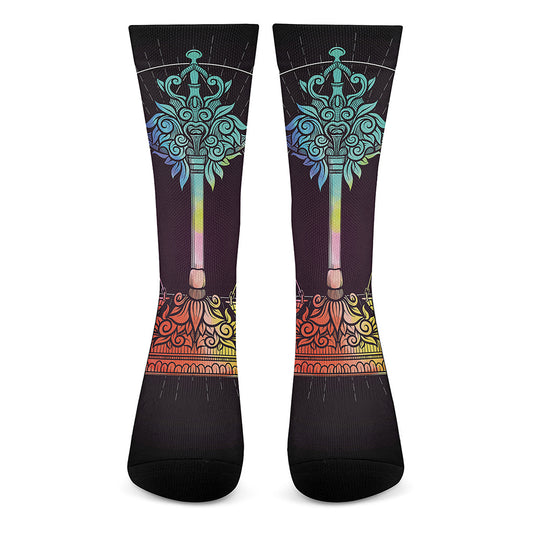 Colorful Libra Sign Print Crew Socks