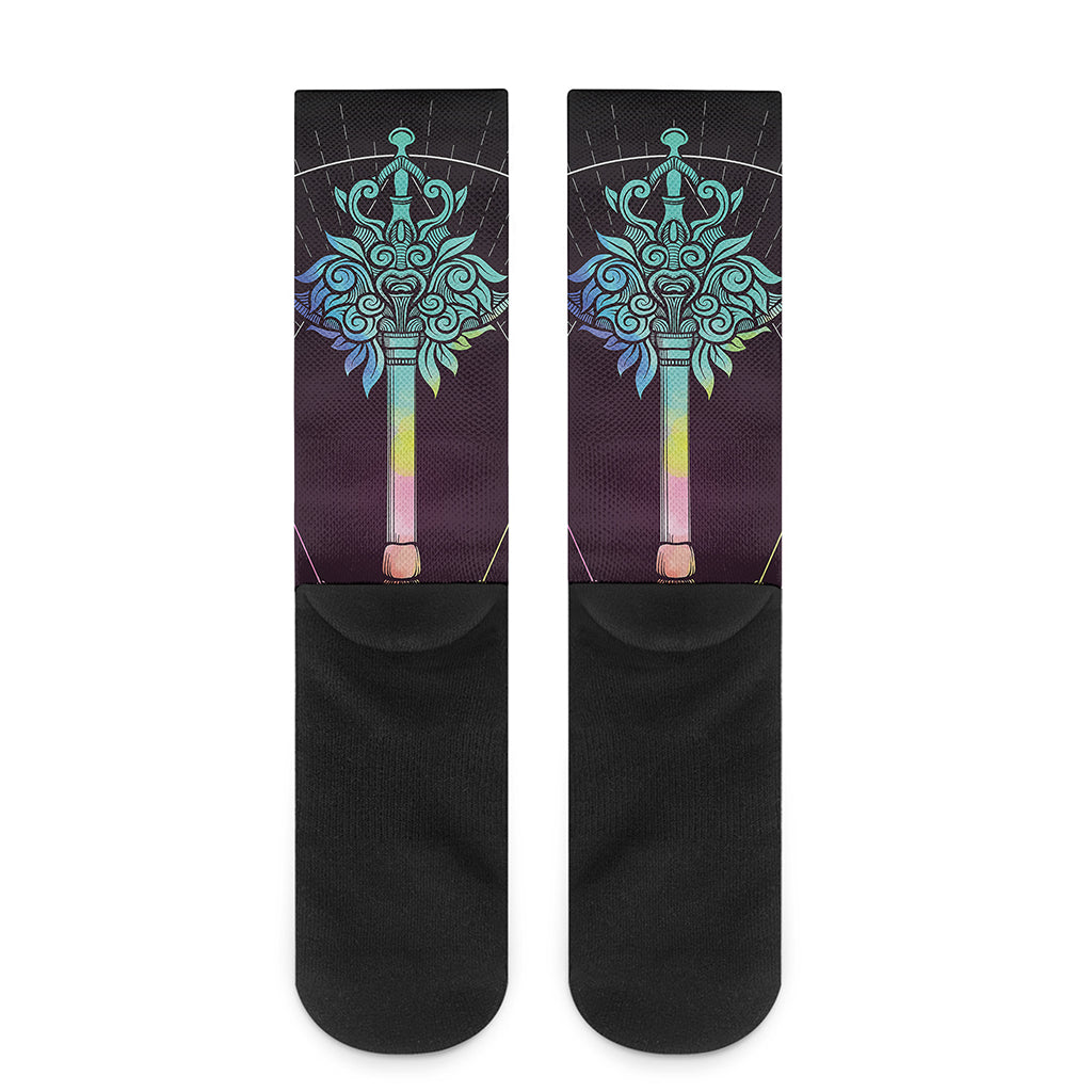 Colorful Libra Sign Print Crew Socks