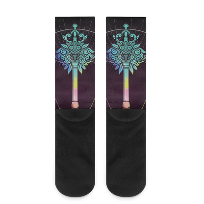 Colorful Libra Sign Print Crew Socks