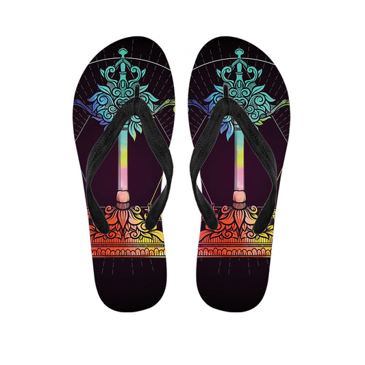 Colorful Libra Sign Print Flip Flops