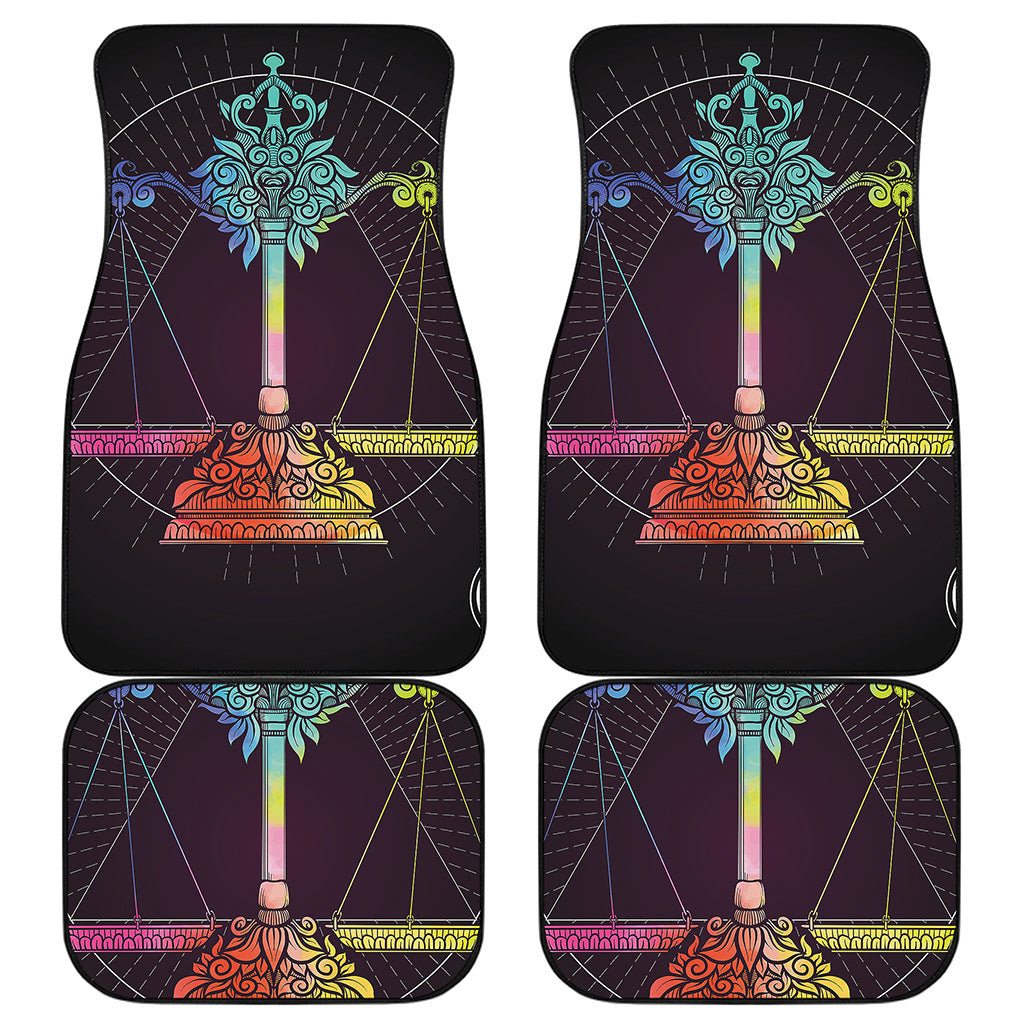 Colorful Libra Sign Print Front and Back Car Floor Mats