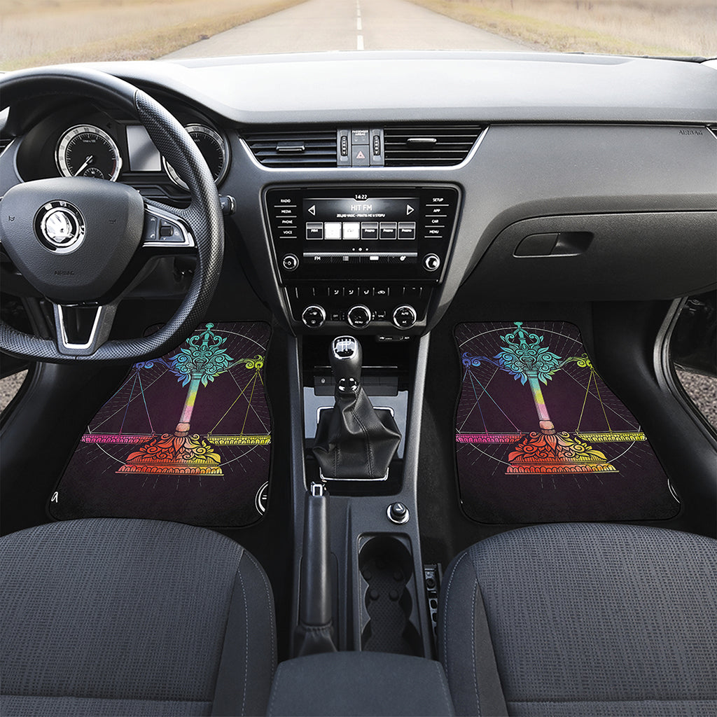 Colorful Libra Sign Print Front and Back Car Floor Mats