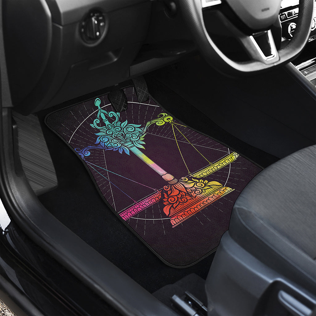 Colorful Libra Sign Print Front and Back Car Floor Mats