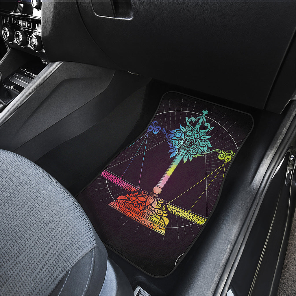 Colorful Libra Sign Print Front and Back Car Floor Mats