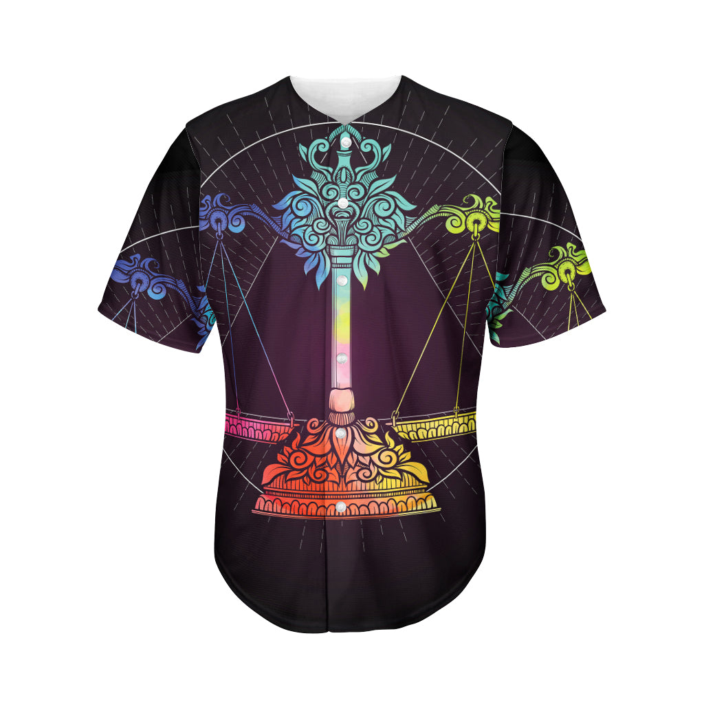 Colorful Libra Sign Print Men's Baseball Jersey