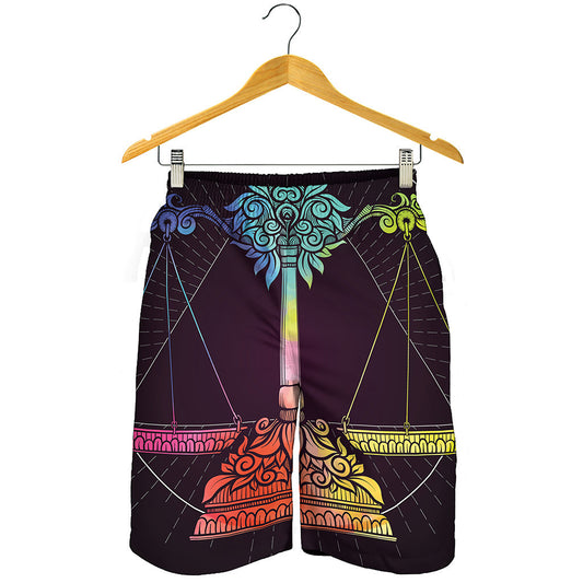 Colorful Libra Sign Print Men's Shorts