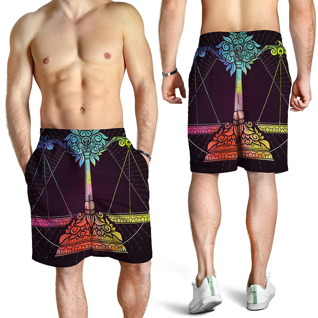 Colorful Libra Sign Print Men's Shorts
