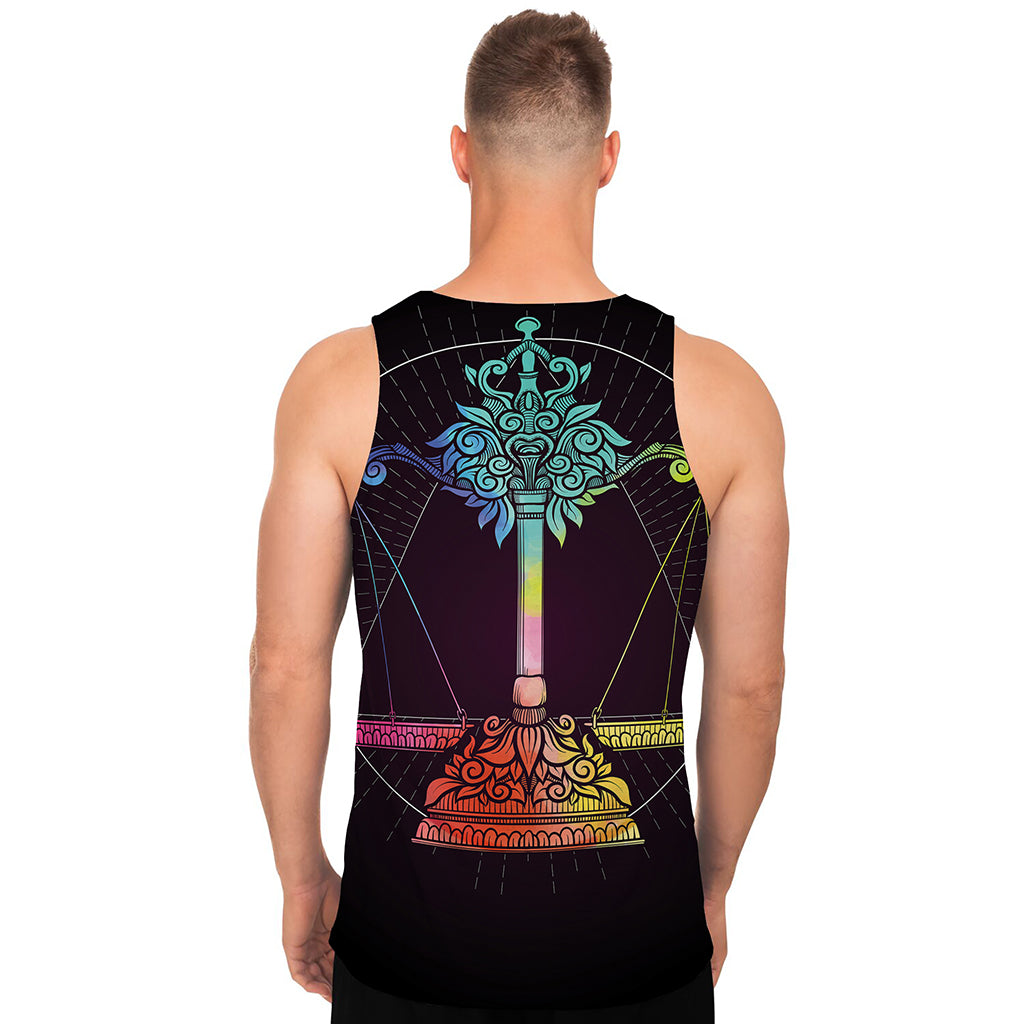 Colorful Libra Sign Print Men's Tank Top