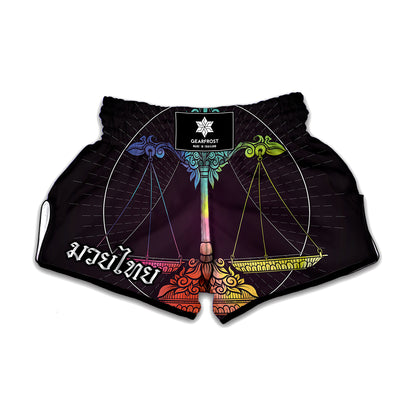 Colorful Libra Sign Print Muay Thai Boxing Shorts
