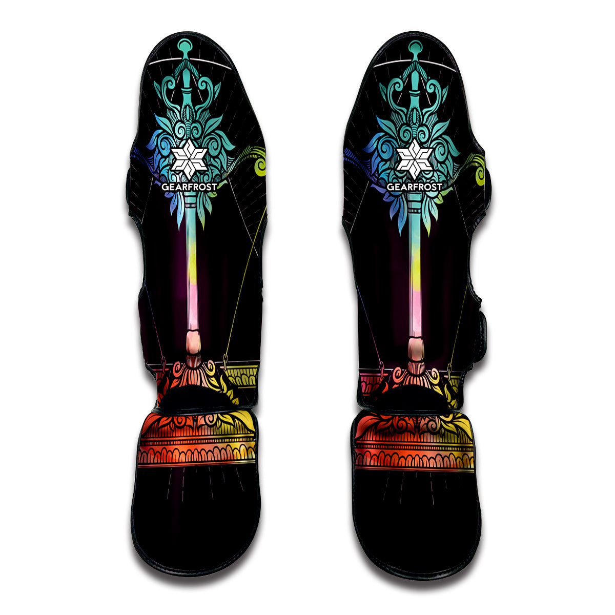 Colorful Libra Sign Print Muay Thai Shin Guard