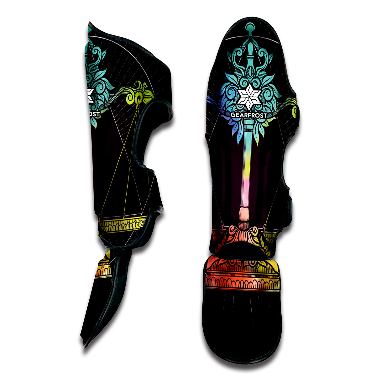 Colorful Libra Sign Print Muay Thai Shin Guard
