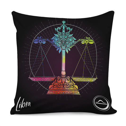 Colorful Libra Sign Print Pillow Cover