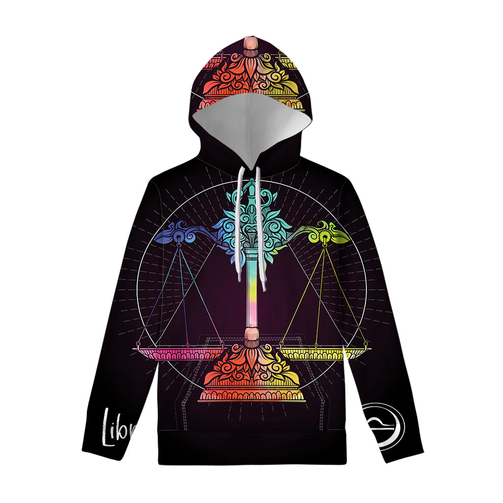 Colorful Libra Sign Print Pullover Hoodie