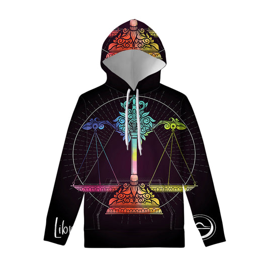 Colorful Libra Sign Print Pullover Hoodie