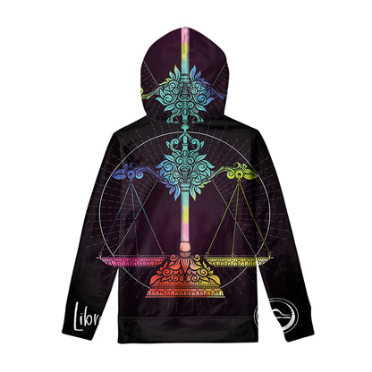 Colorful Libra Sign Print Pullover Hoodie