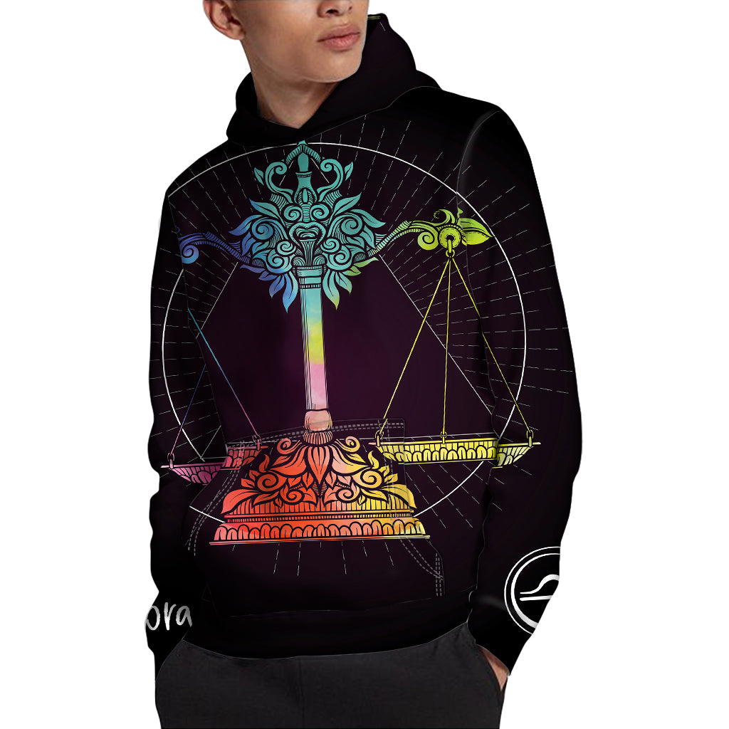 Colorful Libra Sign Print Pullover Hoodie